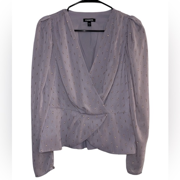 Express Women's V-neck Lavender Wrap Blouse Size Medium - Picture 1 of 12